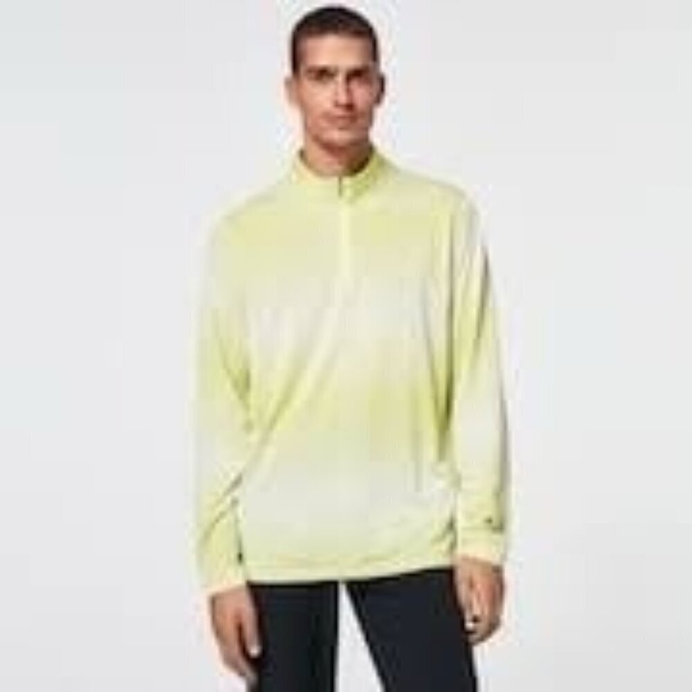 OAKLEY Men Contender Quarter Zip Long Sleeve Shirt Neon Tee Top Large Hydrolix